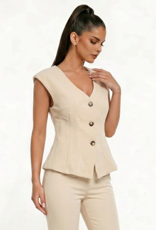 DT 1937 - Cap Sleeve V-Neck Top