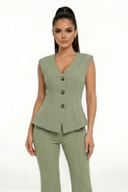 DT 1937 - Cap Sleeve V-Neck Top