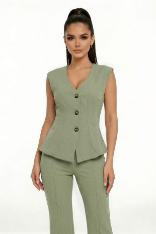DT 1937 - Cap Sleeve V-Neck Top