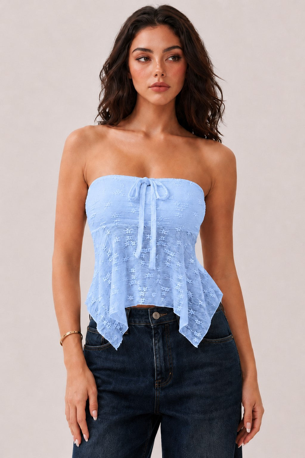 DT 1980 - Strapless Fly-Away Lace Top