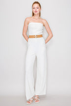 JS 133 - Belted Bandeau Neck Jumpsuit