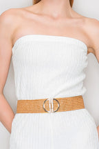 JS 133 - Belted Bandeau Neck Jumpsuit