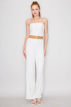 JS 133 - Belted Bandeau Neck Jumpsuit