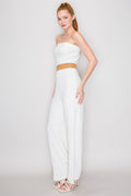 JS 133 - Belted Bandeau Neck Jumpsuit