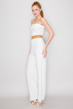JS 133 - Belted Bandeau Neck Jumpsuit