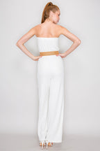JS 133 - Belted Bandeau Neck Jumpsuit