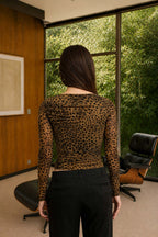 DT 1977 - Mesh Boat Neck Long Sleeve Top
