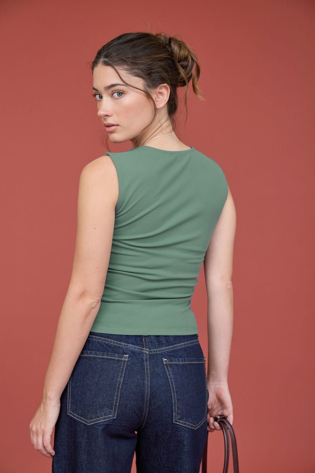 CT 2879 - Square Neck Side Ruching Top