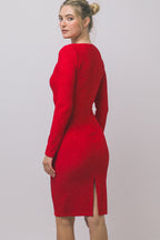 CD 3768 - Twist Front Crinkle Midi Dress