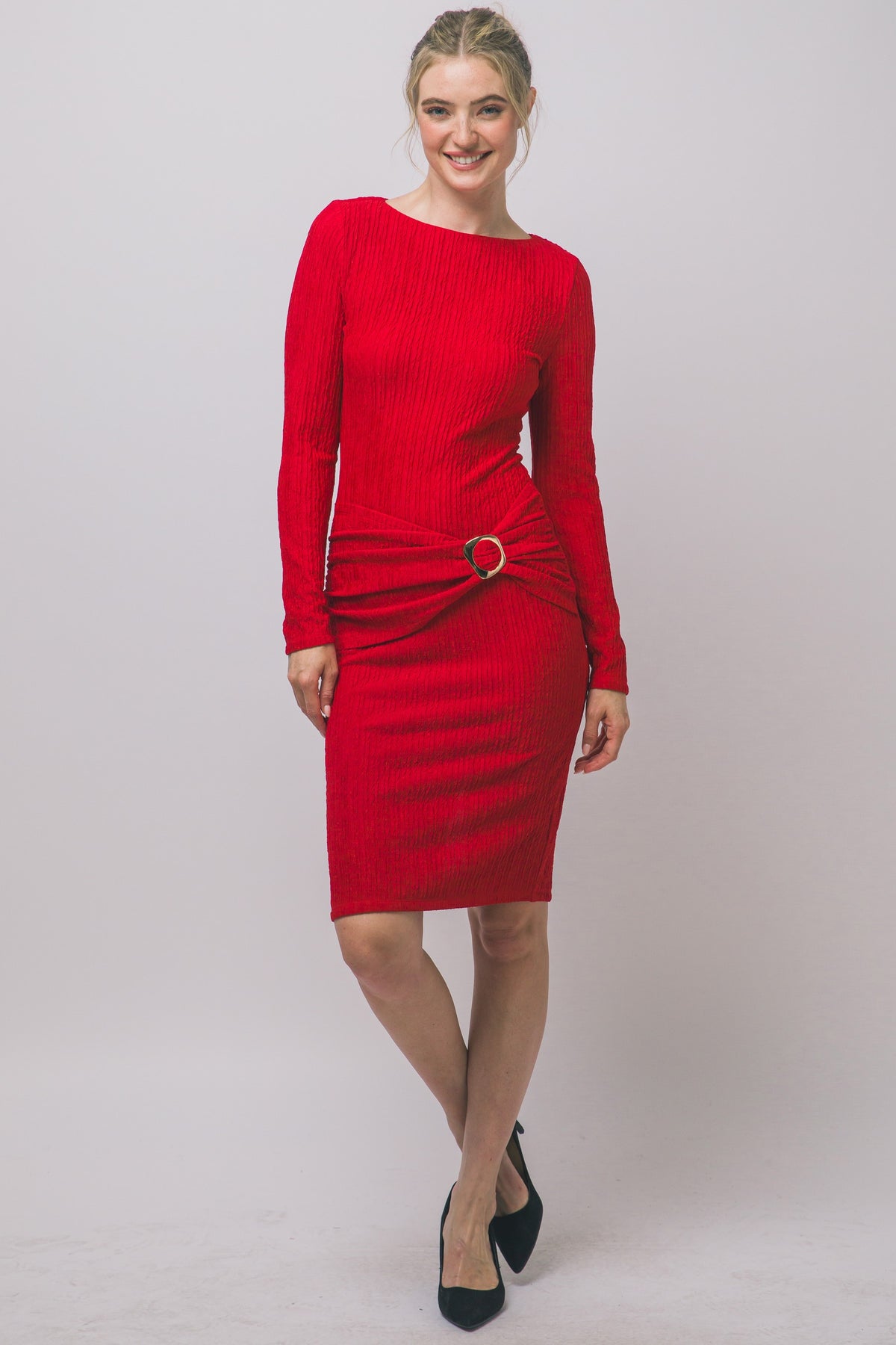 CD 3768 - Twist Front Crinkle Midi Dress