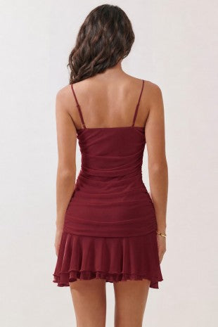 DD 1436 - Ruched Ruffle Mini Dress