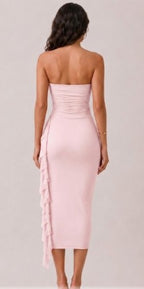 DD 1452 - Side Ruched Bodycon Midi Dress