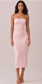 DD 1452 - Side Ruched Bodycon Midi Dress