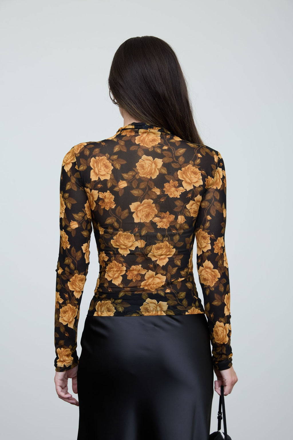 DT 1988 - Mock Neck Long Sleeve Mesh Top