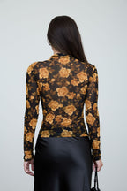 DT 1988 - Mock Neck Long Sleeve Mesh Top