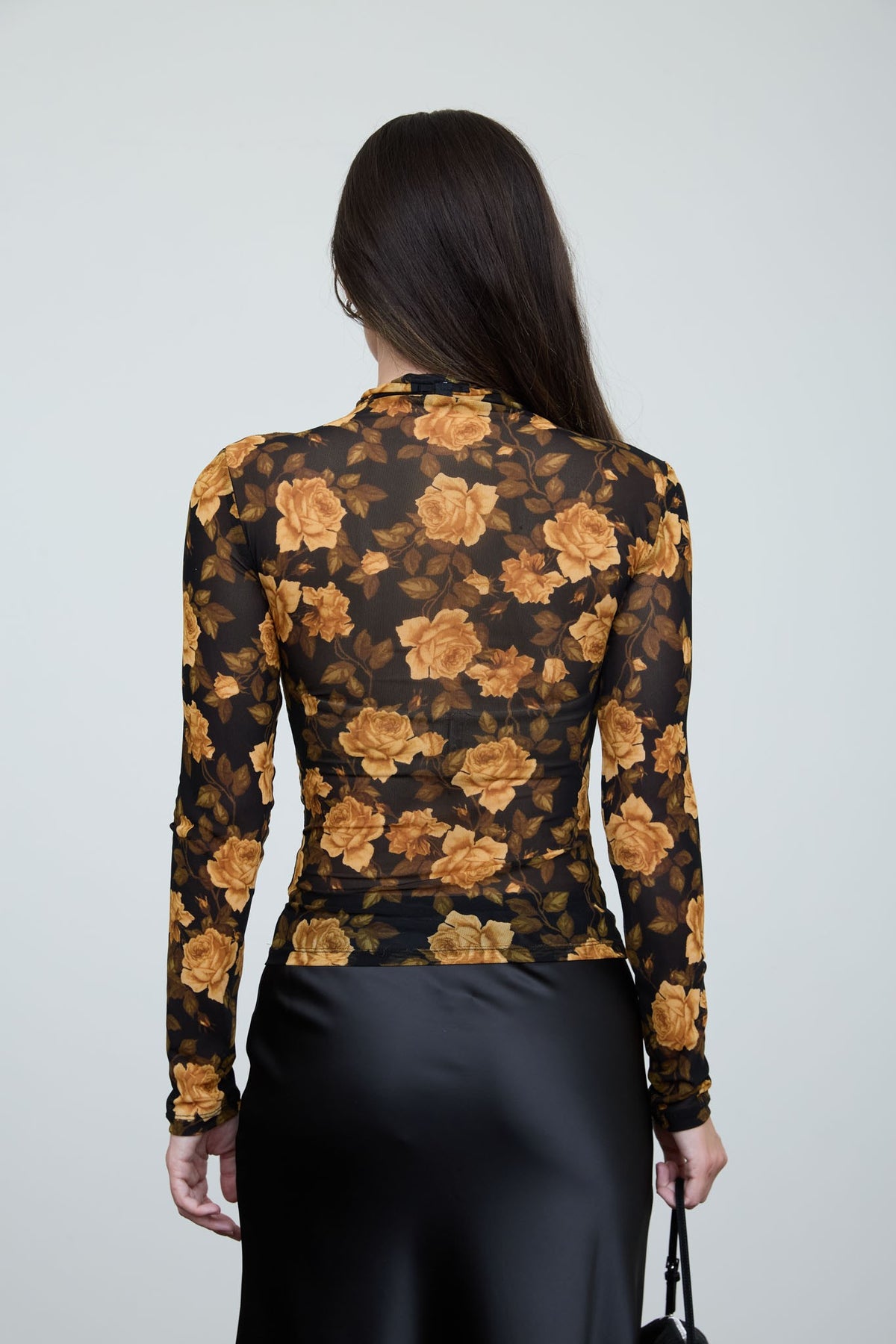 DT 1988 - Mock Neck Long Sleeve Mesh Top