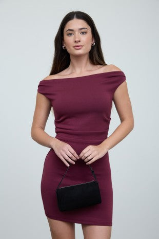 DD 1470 - Off Shoulder Ruched Bodycon Dress
