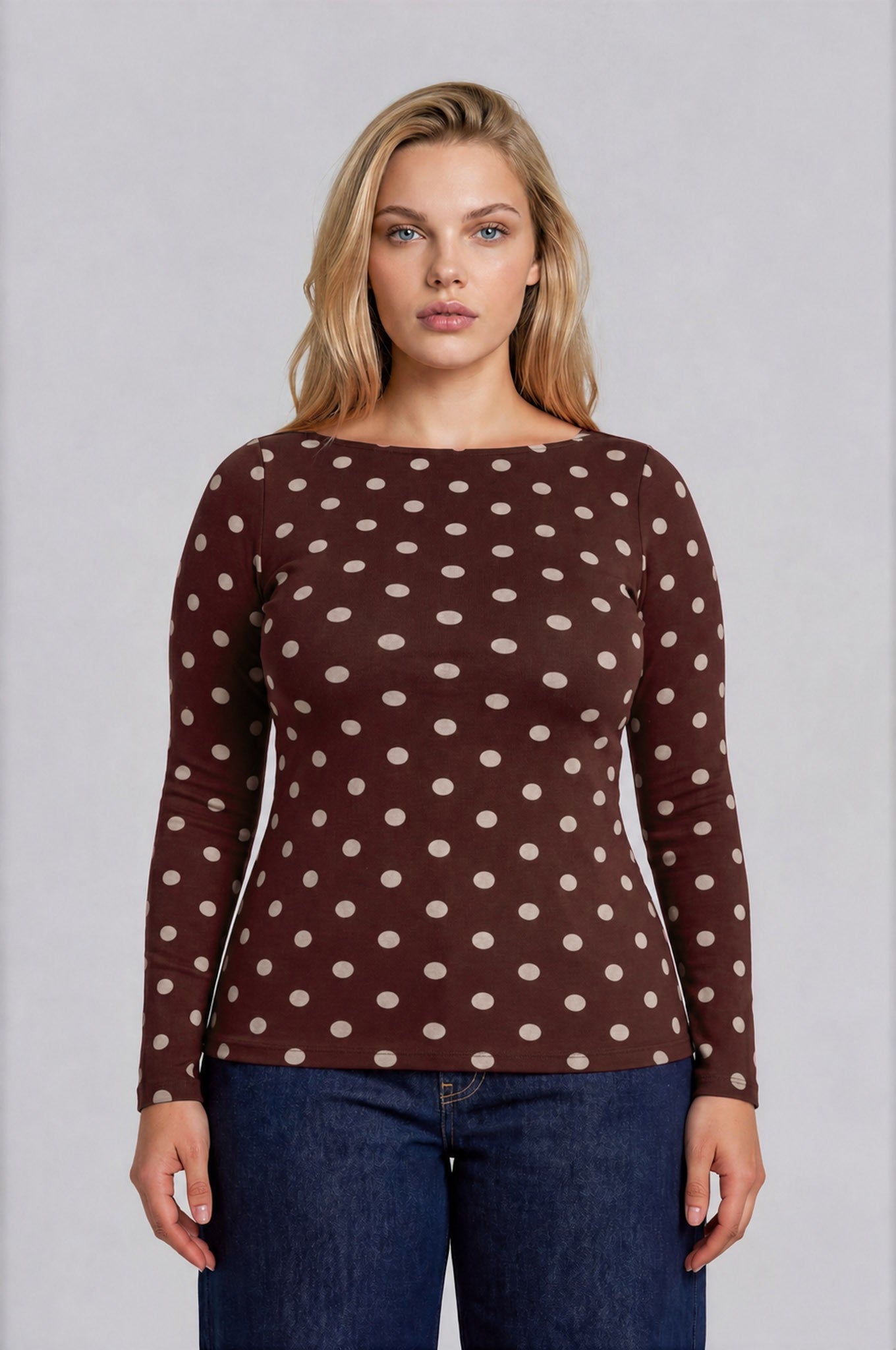 PS 018 - Boat Neck Long Sleeve Knit Top