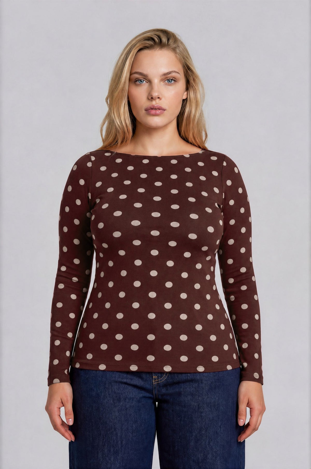 PS 018 - Boat Neck Long Sleeve Knit Top