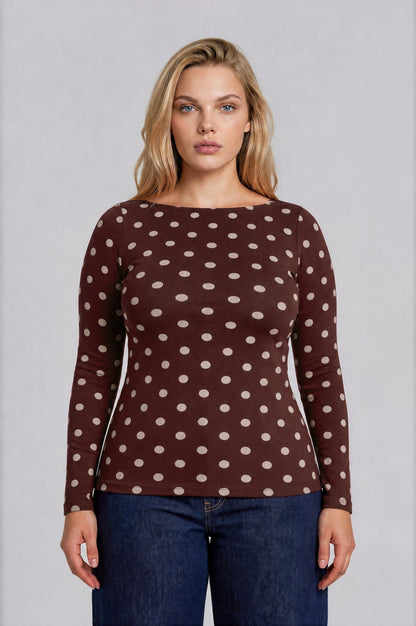 PS 018 - Boat Neck Long Sleeve Knit Top