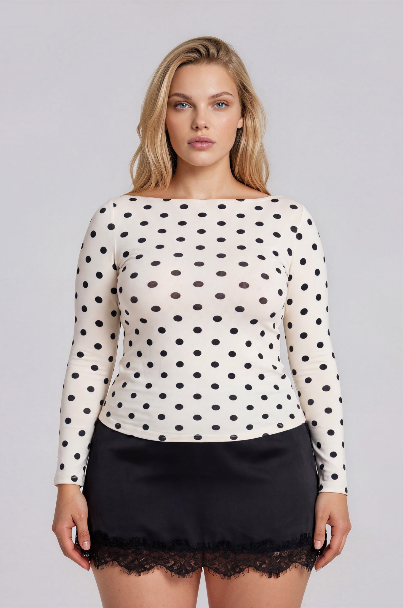 PS 018 - Boat Neck Long Sleeve Knit Top