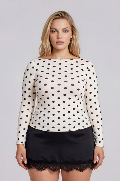 PS 018 - Boat Neck Long Sleeve Knit Top
