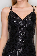 DD 1486 - Double Strap Lace-Up Sequin Dress