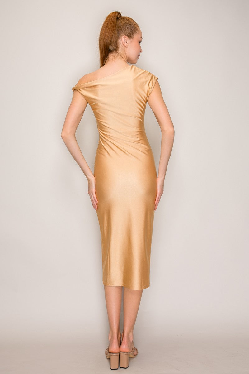 DD 1460 - Draped Twisted Asymmetric Dress