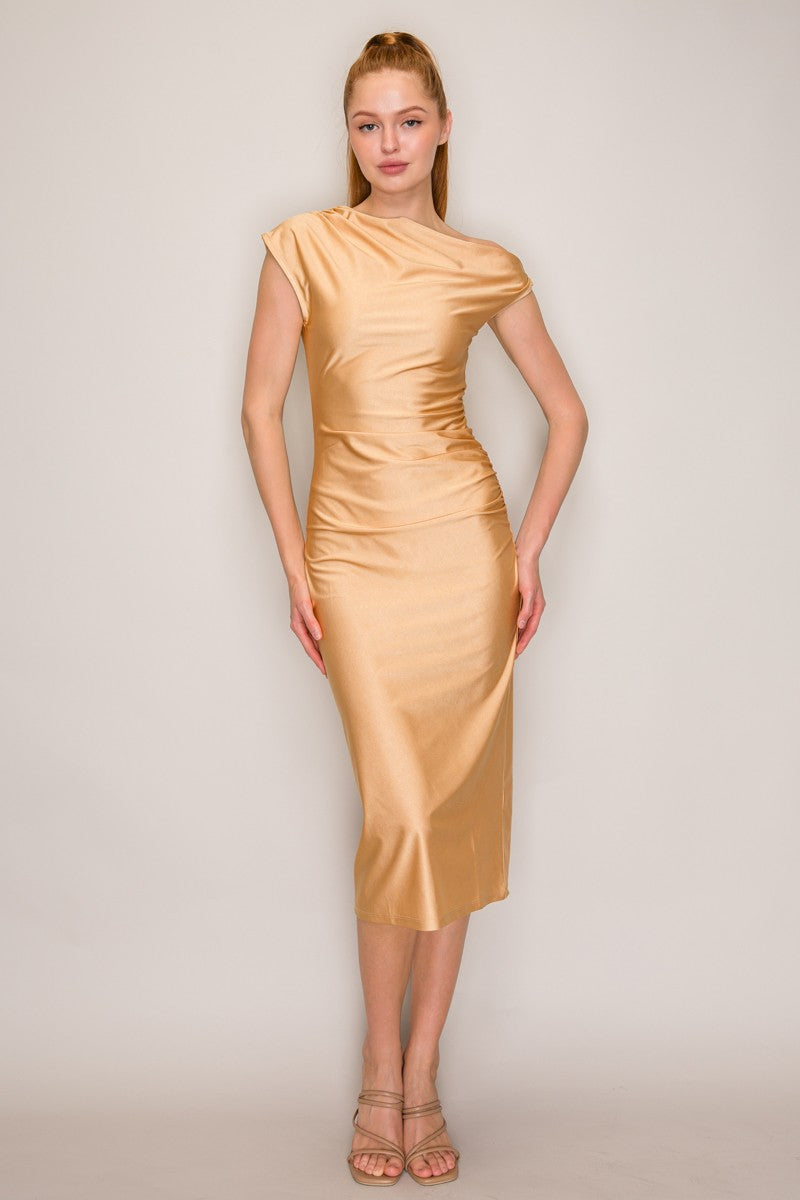 DD 1460 - Draped Twisted Asymmetric Dress