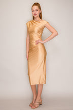 DD 1460 - Draped Twisted Asymmetric Dress