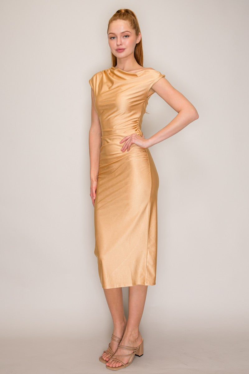 DD 1460 - Draped Twisted Asymmetric Dress