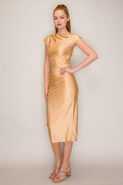 DD 1460 - Draped Twisted Asymmetric Dress