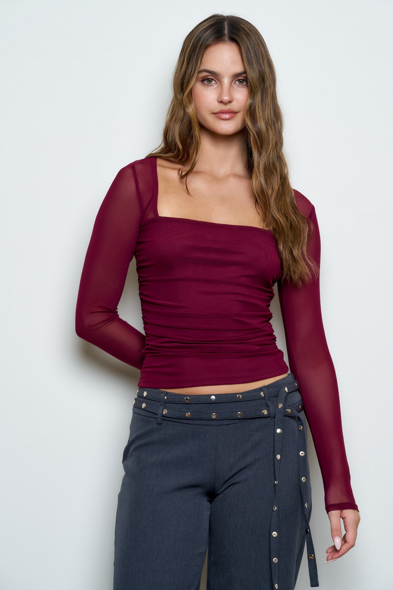 DT 1970 - Ruched Waist Square Neck Top