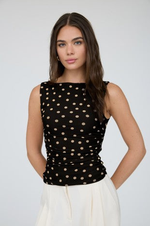 CT 2880 - Boat Neck Sleeveless Mesh Top