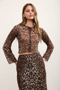 SET 114 - Leopard Print Button Down Crop Top