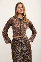SET 114 - Leopard Print Button Down Crop Top