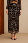 SET 115 - Leopard Print Mesh Pencil Skirt
