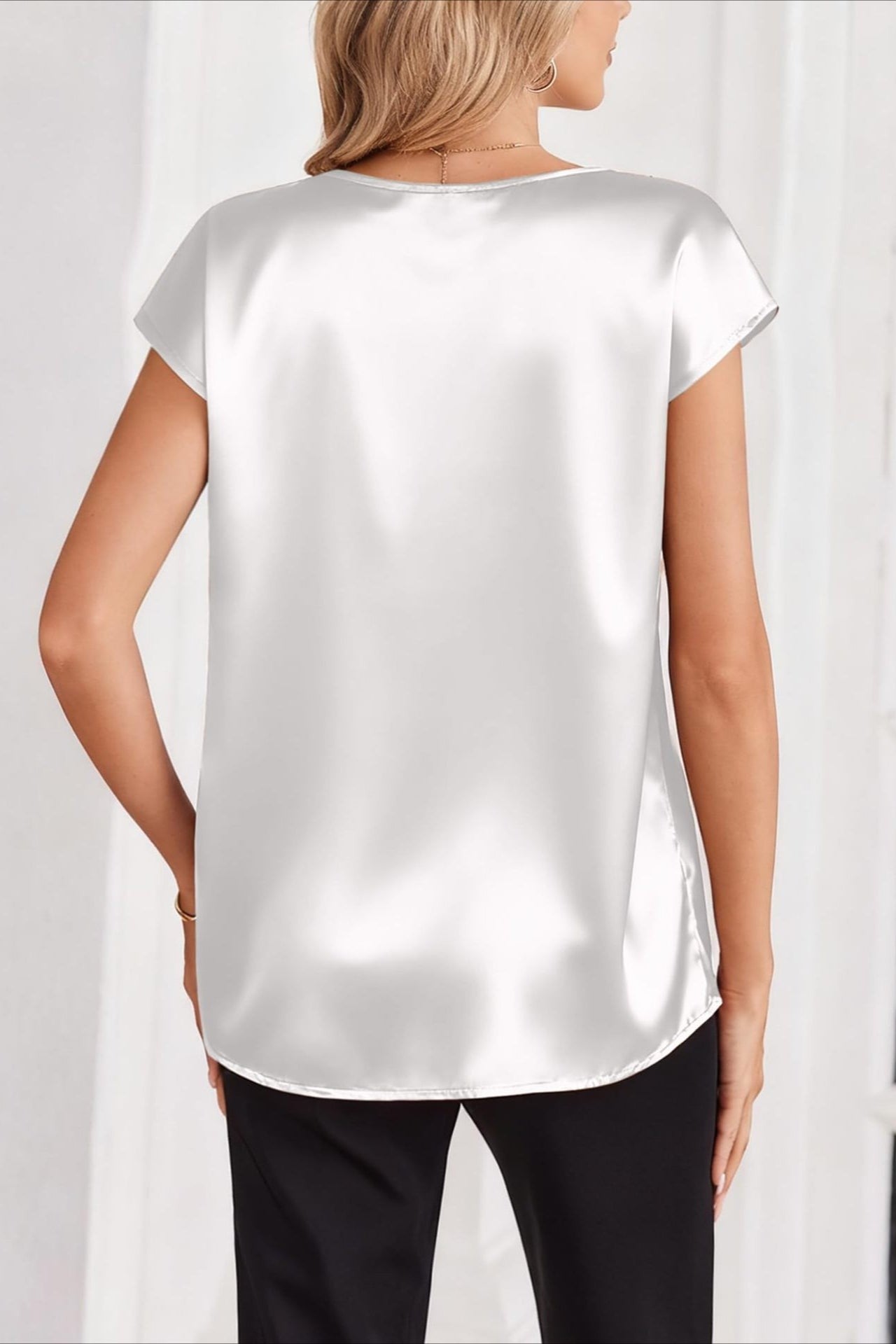 DT 1976 - Cross Border V-Neck Satin Shirt