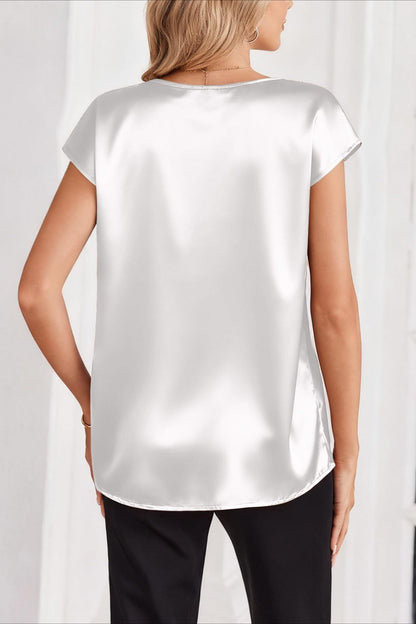 DT 1976 - Cross Border V-Neck Satin Shirt