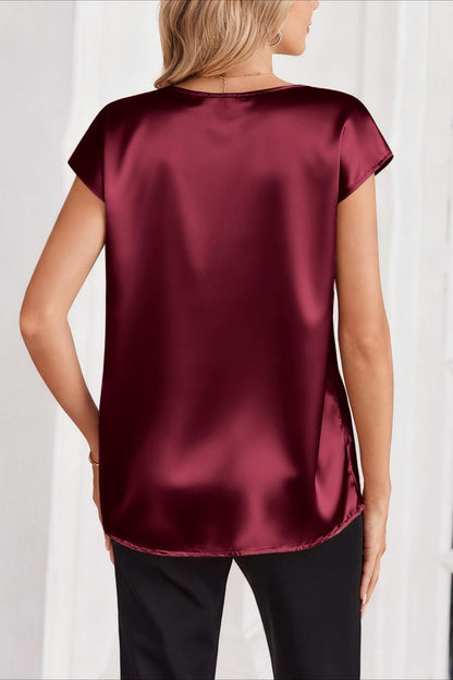 DT 1976 - Cross Border V-Neck Satin Shirt