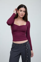 CT 2892 - Long Sleeve Sweetheart Neck Top
