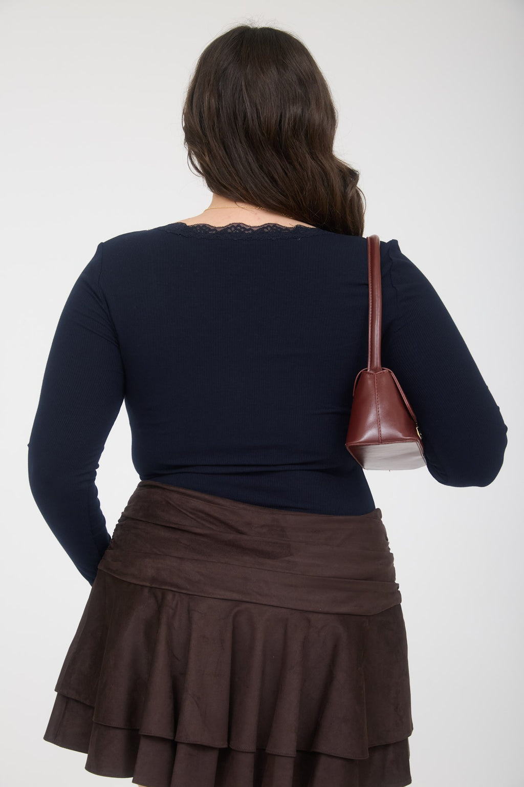 PS 033 - Lace Trim Button Detail Long Sleeve Top