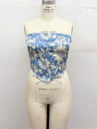 CT 2856 - Floral Print Satin Bandana Top