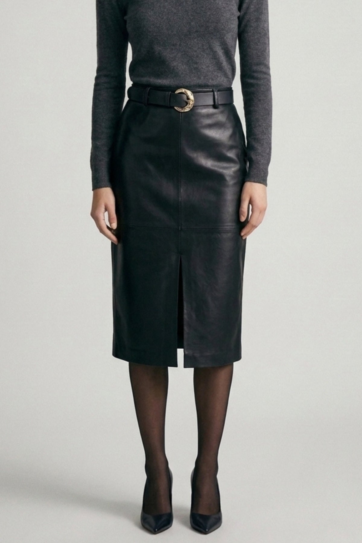SKT 1091 - Midi Leather Skirt