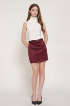 SKT 1065 - Belted Suede Mini Skirt