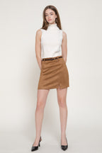 SKT 1065 - Belted Suede Mini Skirt