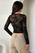 DT 1987 - Long Sleeve Lace Fitted Top