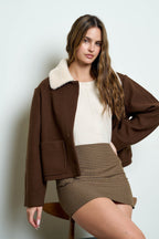 JCT 037 - Contrast Collar Button Up Jacket