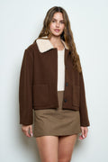 JCT 037 - Contrast Collar Button Up Jacket