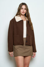 JCT 037 - Contrast Collar Button Up Jacket